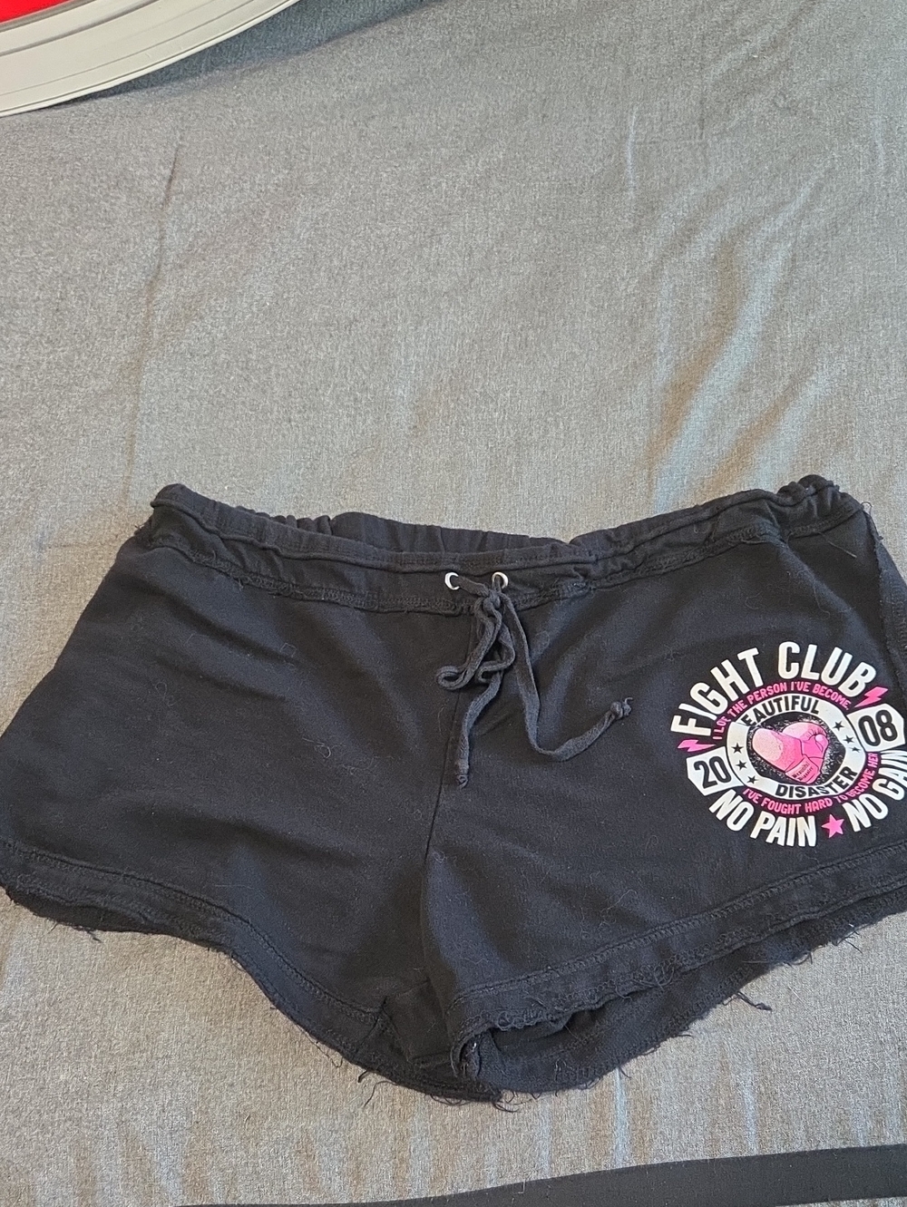 BEAUTIFUL DISASTER. Black Women's Pull-On Shorts with Fight Club Graphic
